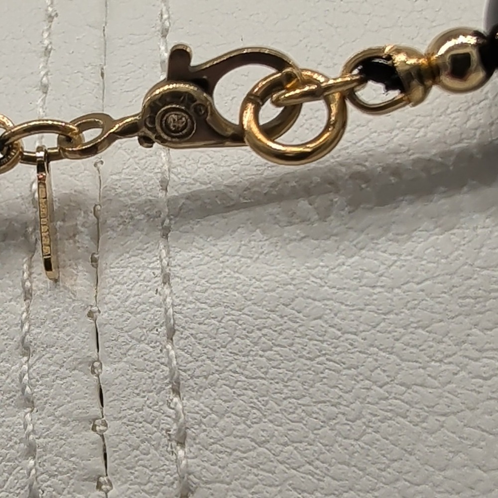 Vintage Monet Black Beaded Choker Necklace Gold Tone Spacers 15" - Picture 8 of 13